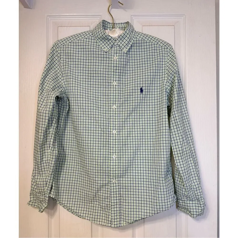 Ralph Lauren Boys Plaid Button Down Shirt Sz.M (10-12) Preppy Classic